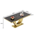 thumbnail image 2 of 70.08" Modern Faux Marble Dining Table, Rectangular Luxury Gold Double U-Shaped Stainless Steel Legs for Kitchen, Dining Room, 2 of 7