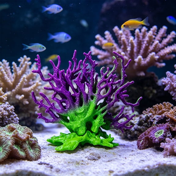 BingTong Artificial Corals For Aquarium Decoration, Lifelike Simulated Coral Decor,Realistic Small Reef Ornaments For Fish Tank, Beach Theme Room Decoration A-Purple