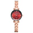 thumbnail image 1 of LVPAI Reloj de cuarzo con correa de aleación y números romanos retro a la moda para mujer (oro rosa + rojo), 1 of 4