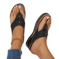 thumbnail image 3 of Orthopedic Sandals with Arch Support Flip Flops for Women Wedge Sandals Comfortable Walking Sandals Cushion Footbed Platform Sandals Dressy Summer Slip on Sandals Thong Sandals Casual Black, 3 of 4