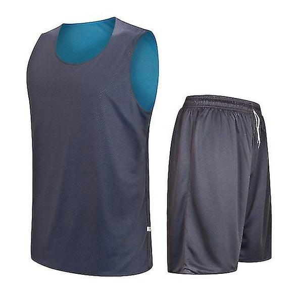Double-side Design Basketball Jersey Sets Uniforms Diy Customized Sports Clothing Breathable Youth Training Basketball Jerseys Xl Gray Sky Blue
