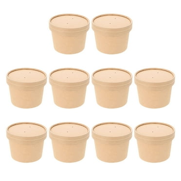 10 Sets Ice Cream Cups Bowl Disposable Paper Cardboard Food Containers Small Lidded