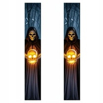 YIKA Halloween Decoration Halloween Door Curtain Couplet Hanging Pumpkin Ghost Skeleton Party Decoration Props Porch Decorations For The Ultimate Halloween Party Halloween Ornaments