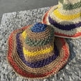 thumbnail image 6 of LinYooLi Women Straw Sun Hat Hand Woven Y2K Aesthetic Bucket Hat Striped Fishing Hat Beach Hat Foldable Cap Chic Summer Accessories, 6 of 7