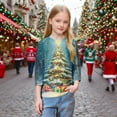 thumbnail image 7 of Atogsazn Kids Girls Christmas 3/4 Sleeve Shirt Children Christmas Tree Crew Neck Loose Fit Blouse Pullover Tops Clothing 13-Multicolor 9-10 Years Fashion, 7 of 7