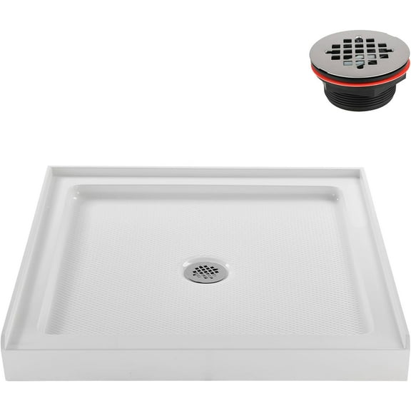 Streamline NT-276-322WH-AL 32 in. x 32 in. Alcove Acrylic Shower Base in Glossy White with Center Drain, Drain Included