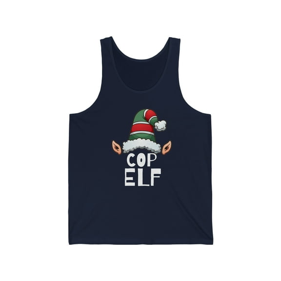 Cop Elf Unisex Tank Top, XS-2XL Christmas Holidays Police Officer Elves