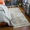 thumbnail image 6 of Hauteloom Mundesley Traditional Medallion Area Rug - Vintage Distressed Look Oriental Carpet for Living Room, Bedroom - Farmhouse - Beige, Brown, Blue - 10' x 14', 6 of 18