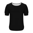 thumbnail image 6 of Byworldtasic Womens Spring Summer Tops Puff Short Sleeve Sweater Crewneck Knit Work Blouses Dressy Casual Trendy Shirts, 6 of 7