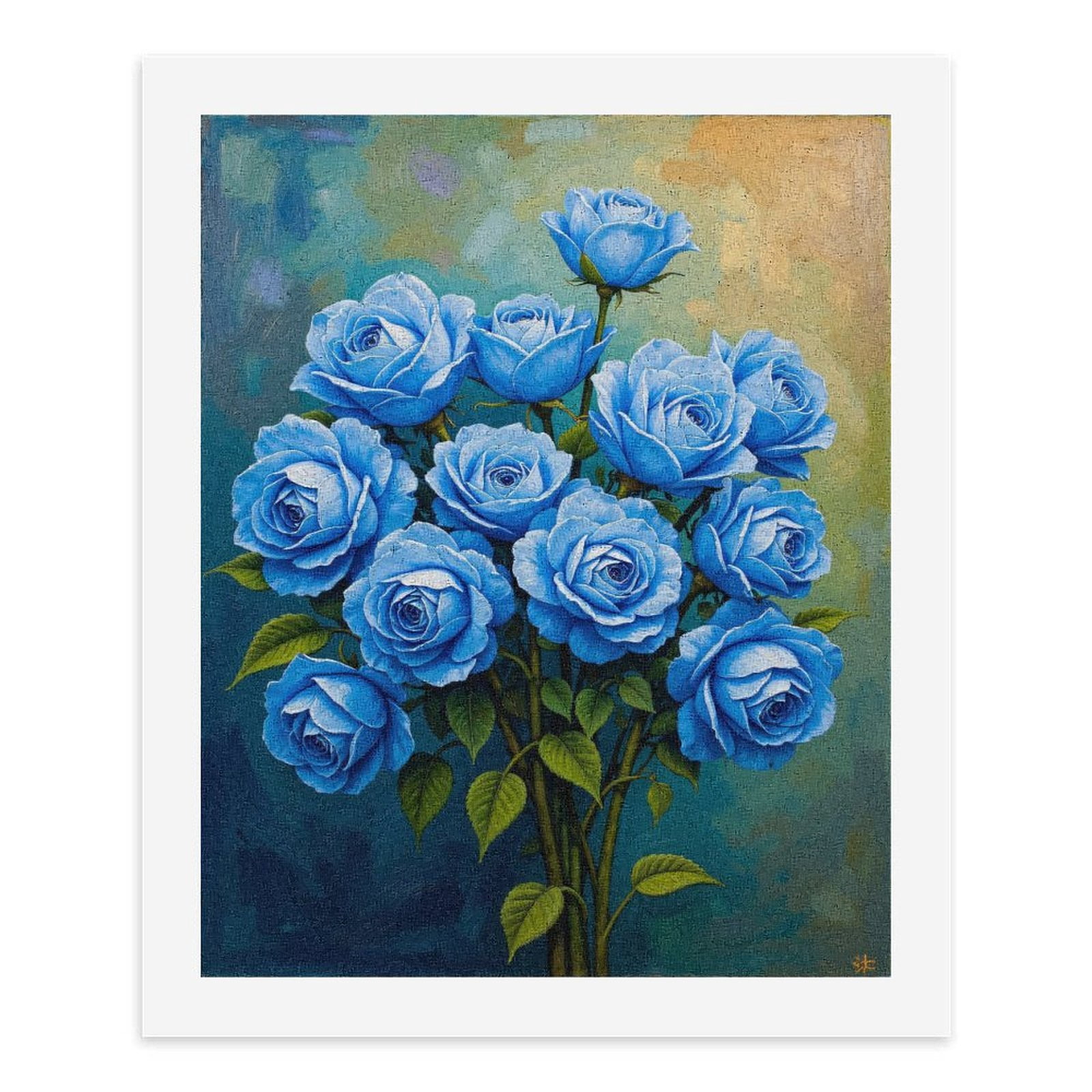 Paint By Numbers Kit for Adults Beginner - DIY Blue Roses Floral Bouquet Art Canvas Painting Kits for Adults, Frameless Paint By Number for Adults for Home Wall Decor 16x20 Inch