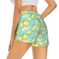 thumbnail image 3 of Xecao's Yellow Lemon for a double-layer running short for women, perfect for gym, tennis, and more, featuring a convenient pocket., 3 of 9