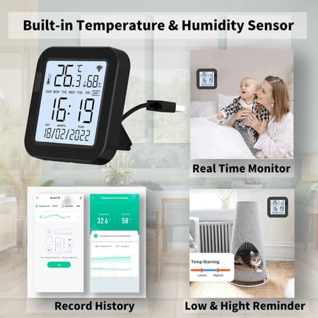 FPWNGL WiFi Smart IR Remote with Temperature & Humidity Sensor With LCD Display and Blackling Works with Alexa Yandex