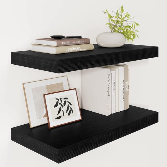 Deep Floating Shelves Long Thick Wall Shelves with Invisible Brackets Shelf for Bedroom Bathroom Living Room Kitchen Office Home Decor Modern Shelf Set of Oak