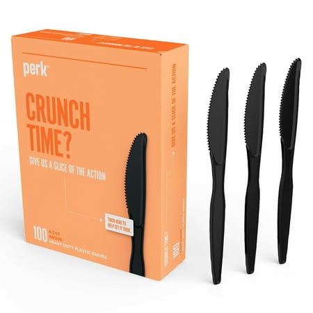 Perk Plastic Knife, Heavy-Weight, Black PK56393 (2 pack )