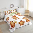thumbnail image 3 of YST Kids Cute Monkeys Bedding Set Cartoon Monkey Banana Decor Comforter for Kids Boys Girls Wild Animal Pattern Comforter Set Natural Wildlife Quilt Set Bedroom Collection 2Pcs Twin Size, 3 of 6