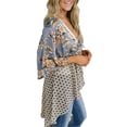thumbnail image 4 of Floral Print Women Bohemian 3/4 Sleeve Tie-Up Cover Tops, 4 of 5