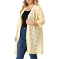 thumbnail image 4 of Agnes Orinda Women's Plus Size Cardigans Lace Lightweight Knit 3/4 Sleeves Cover Up Cardigans 2X Beige, 4 of 8
