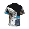 thumbnail image 3 of Goofa Cat Astronaut Hawaiian Shirt for Men, Unisex Summer Beach Casual Short Sleeve Button Down Shirts,Aloha Tropical Floral print shirt-Small, 3 of 9