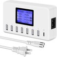 thumbnail image 1 of Multiple USB Charger   60W 12A 8-Port Desktop Charger Charging Station Multi Port USB Hub Charger Compact Size LCD Display Compatible for Smart Phones  Tablet and More, 1 of 7