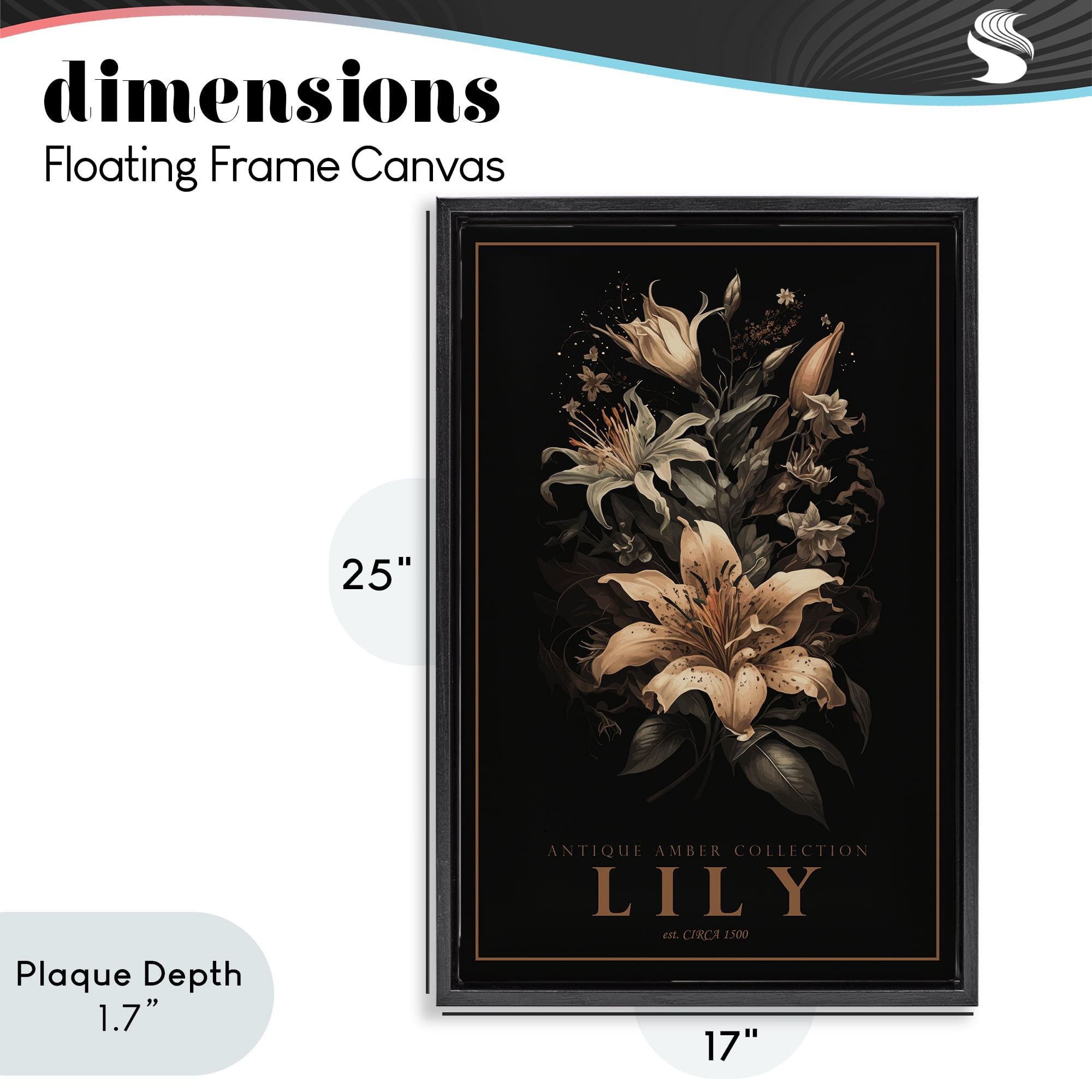Stupell Industries Antique Lily Light Black Framed Floater Canvas Wall Art, design by Chris Giampietro