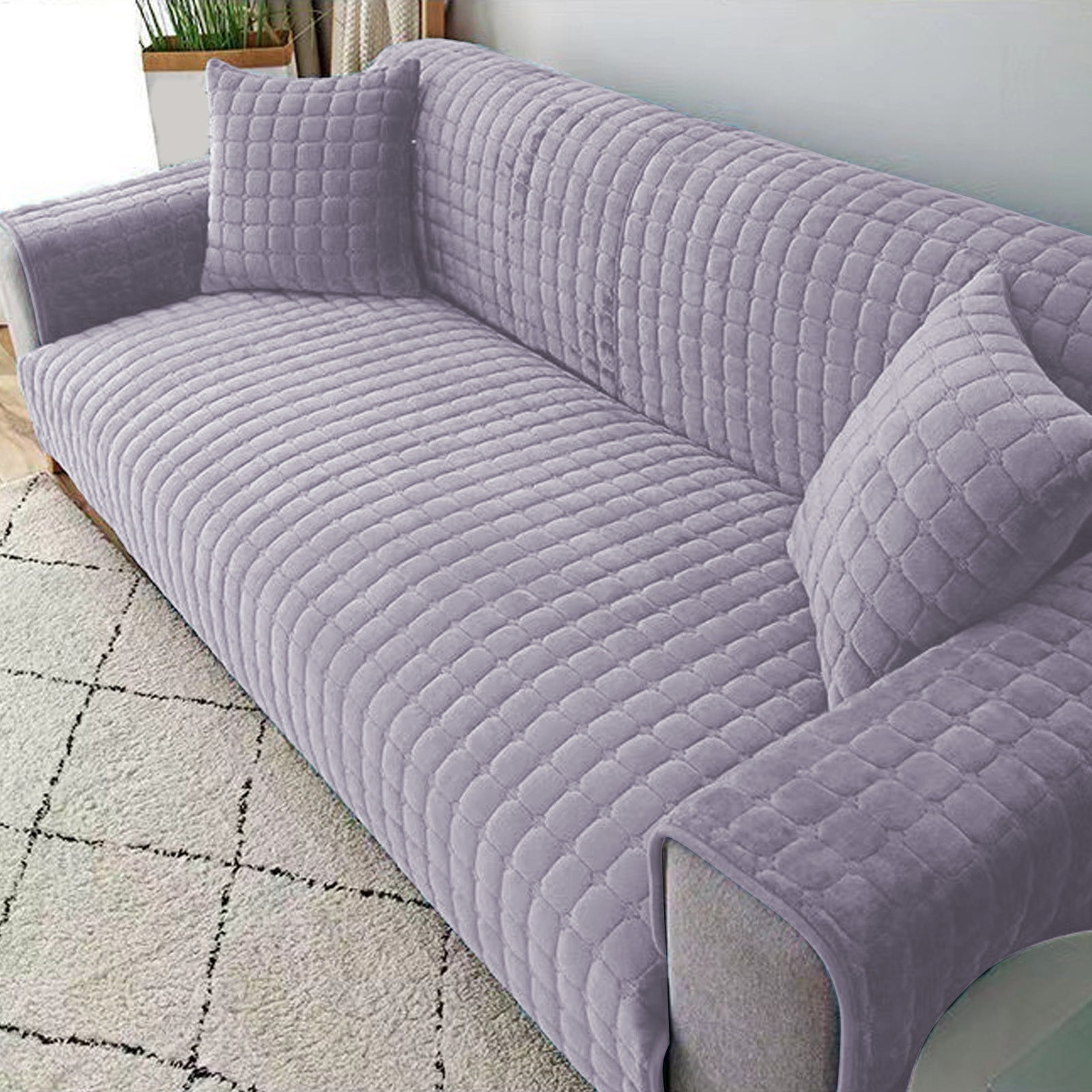 Silk Cool Summer Sofa Cushion,Simple Solid Color Cushion,Non Slip Sofa Cushion,Machine Washable Cool Cushion,Double Sofa Cushion,Soft Elastic Cushion,Protective Sofa Pad,Durable Seat Cushion