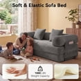 thumbnail image 3 of LazySunsets Sofa Bed Convertible Boneless Couch Corduroy Modular Couch Bed with Fixed-Shape Frame & Removable Armrests for Living Room, Bedroom Gray, 3 of 8
