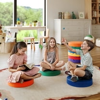 Flash Furniture 6 Piece 16 Inch Round Floor Cushions for Kids with Handles in Commercial Grade Plastic - Assorted Primary Colors