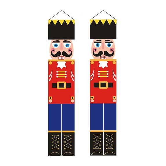 Christmas Nutcracker Banner Decorations Outdoor -Soldier Nutcracker Christmas Banner for Front Door Yard Porch Garden Indoor Kids Party