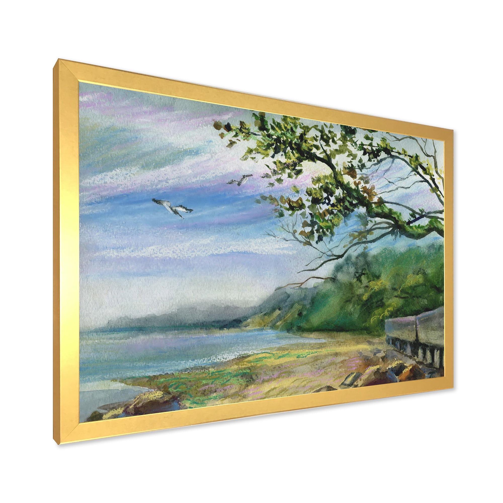 Designart 'Green Coast of The Baltic Sea' Nautical & Coastal Framed Art Print