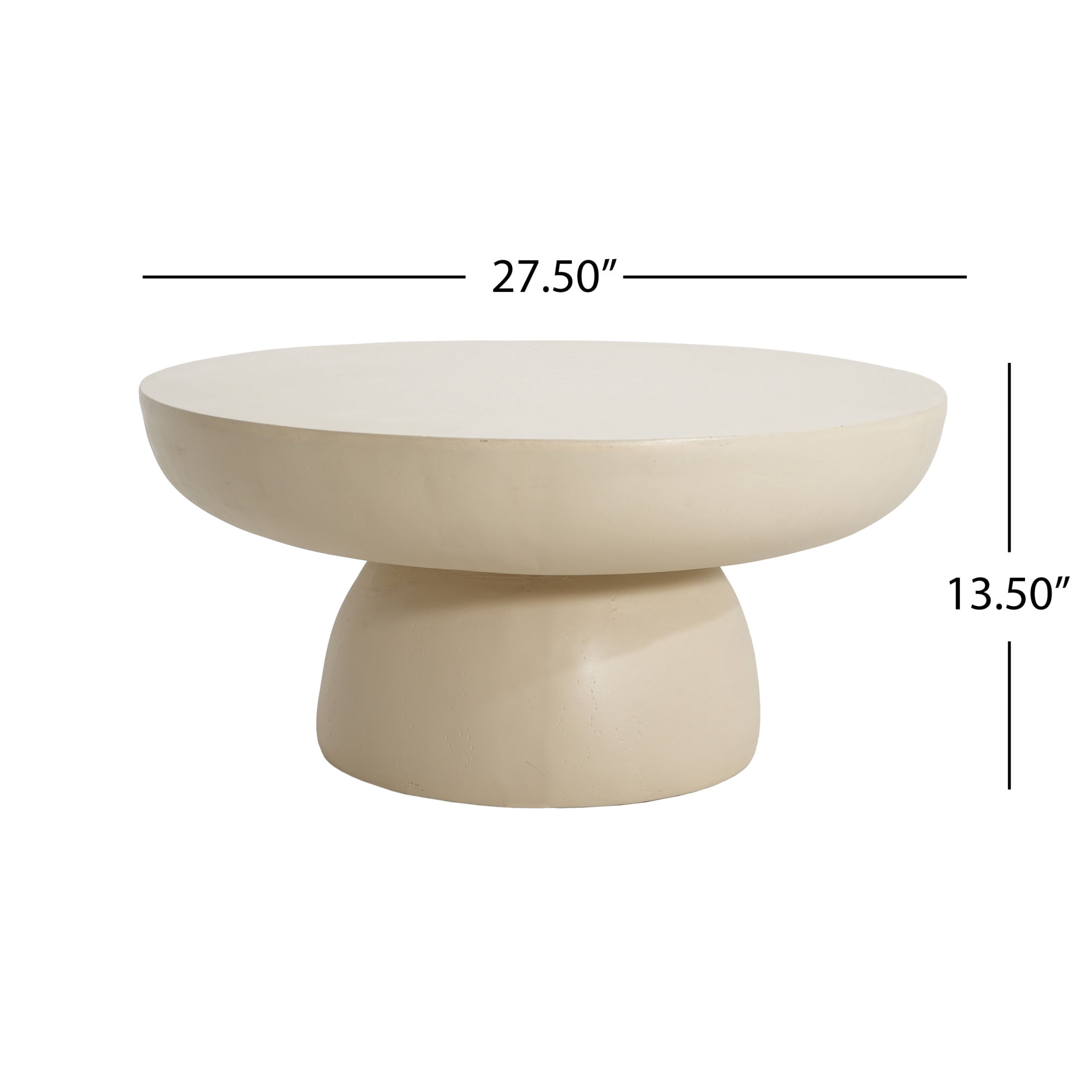 Christopher Knight Home 27.5" Round MGO Coffee Table, Indoor/Outdoor Modern Accent Table, Cream Off-White Finish