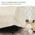 thumbnail image 4 of Cream Corduroy Fabric Sectional Sofa - Elegant with Cascading Hem & Detachable Cover for Easy Maintenance, 4 of 23