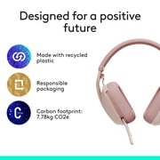 Logitech Zone Vibe 100 Wireless Over Ear Headphones with Noise Canceling Microphone, Works with Teams, Google Meet, Zoom, Mac/PC, Rose
