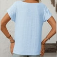 thumbnail image 6 of Tops for Women Plus Size Round Neck Short Sleeved Solid Color Hollowed Out Casual T-Shirt Light Blue XL, 6 of 6