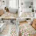 thumbnail image 4 of Strawberry and Leaf White Pattern Bathroom Rug Set 4 Piece,Includes Contour,Lid Cover,Bath Mat,Non-Slip Extra Soft Absorbent Washable, 4 of 5