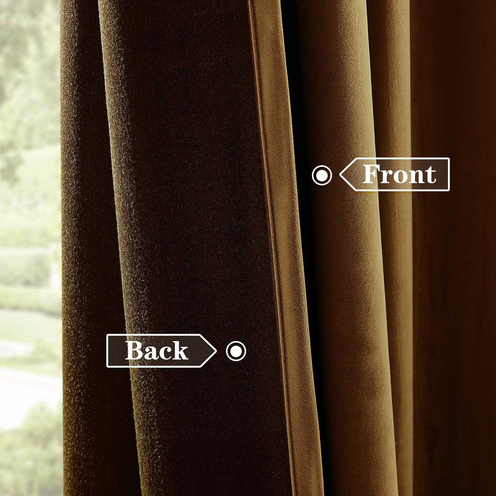 Galenzoov 40*96 inch 2 Panels Pinch Pleated Velvet Curtains for Home, Blackout Heat Blocking Window Curtains with Hooks for Bedroom,Living room,Office,Gold Brown