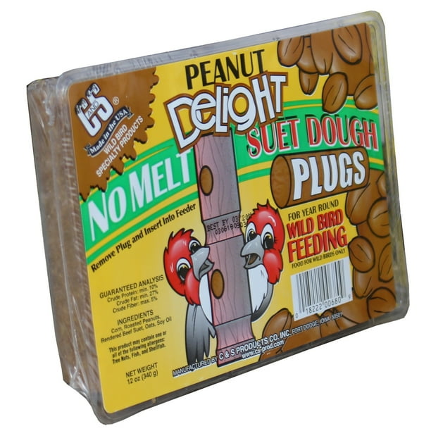 C&S Products Peanut Delight Plugs, No Melt No Mess, Suet Dough, 12 oz