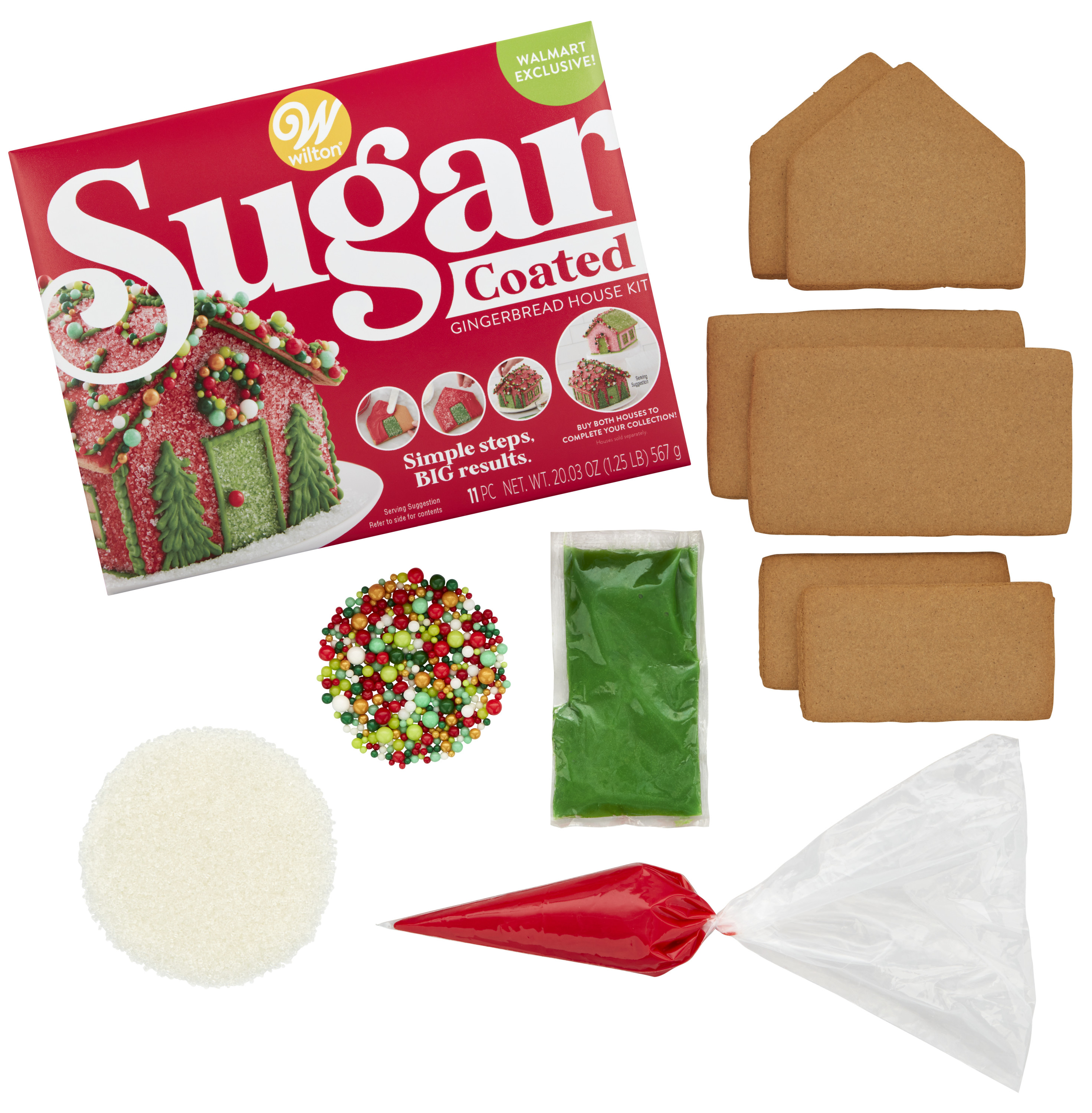 Wilton Ready to Build Sugar Coated Gingerbread House Kit, 11-Piece