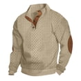 thumbnail image 3 of Blekii Men's Jacquard Knit Sweatshirt, Button Detail Stand Collar Pullover, Textured Pattern Long Sleeve Top, Smart Casual Layer for Spring/Fall, Lightweight And Breathable, Stylish, 3 of 5