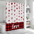 thumbnail image 6 of Valentine's Day Shower Curtain, Waterproof Shower Curtains for Bathroom, Red Love Hearts Plaid Watercolor Washable Fabric Bathtub Curtain Set Bath Decor with 12 Hooks Standard 72"x72", 6 of 8