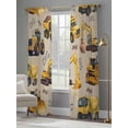 thumbnail image 4 of Construction Truck Sheer Curtains 96 Inch Length 2 Panels for Living Room, Cartoon Grips and Bulldozers Beige Voile Kitchen Curtain Set, Luxury Privacy Drapes Window Treatment for Bedroom, 4 of 7