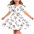 thumbnail image 3 of Afuyipoi Big Girls Casual A-Line Dress (5-15 Years) Summer Puff Sleeve Crisscross Back Backless Party Skirt for Daily Outdoor Wear White 11/12, 3 of 8