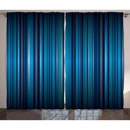 Harbour Stripe Curtains 2 Panels Set Vibrant Nvay Blue Background