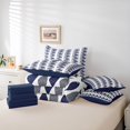 thumbnail image 5 of meiyoeat Ink Pike Fish Twin Bedding for Men Boys, Kawaii Rustic Animal Bedding Comforter Set, White Navy, Blue Reversible, 7pcs, 5 of 6