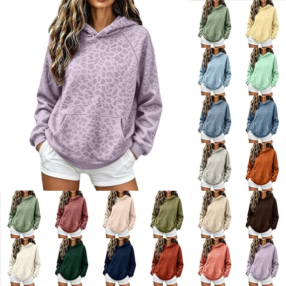 XINPING Women Leopard Hoodies Oversized Cheetah Print Sweatshirt Hooded Long Sleeve Stretchy Soft 2000s Pullover Tops Y2k Graphic Hoodies