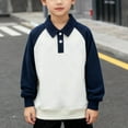 thumbnail image 6 of KyCheLot Boys Girls School Tops Color Block Button Collared Long Sleeve Pullover Uniform Shirt for 3-13 Years, 6 of 7