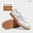 thumbnail image 5 of LUCKY STEP Womens Retro Suede Sneakers Gum Sole Low-Top Casual Shoes,White&Grey, 5 of 9