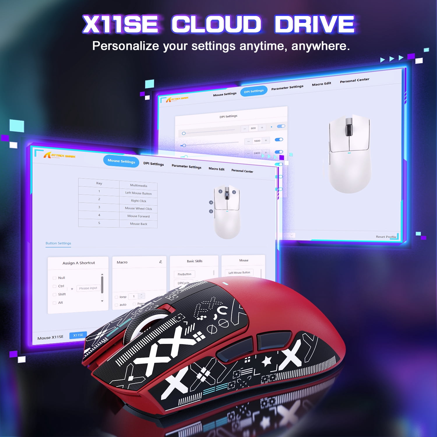 ATTACK SHARK X11SE Wireless Gaming Mouse, PixArt PAW3311 Gaming Sensor, BT/2.4G Wireless/Wired, 65 Hours Battery, Upgrade BK52820 Chip