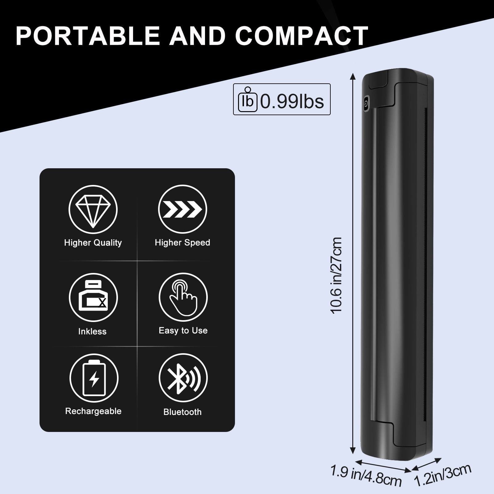 DODOXCX T11 Wireless Thermal Printer for Travel – Inkless Bluetooth Mini Printer for Android/iOS/PC, Supports US Letter & A4, Portable Home Printer (with 3Pcs Tattoo Paper & 8 Folded Thermal Paper)