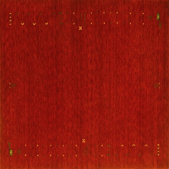 Ahgly Company Machine Washable Indoor Square Abstract Yellow Contemporary Area Rugs, 4' Square