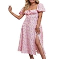 thumbnail image 2 of Women Ruffle Short Sleeve Square Neck Boho Floral Midi Dress Flowy A Line Long Dress, 2 of 6